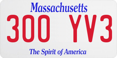 MA license plate 300YV3