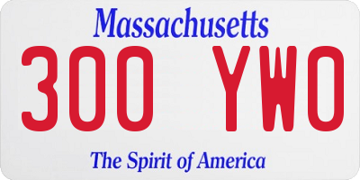 MA license plate 300YW0