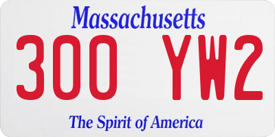 MA license plate 300YW2