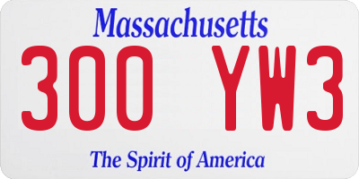 MA license plate 300YW3