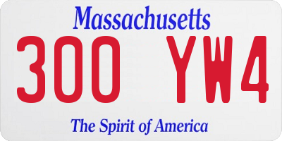 MA license plate 300YW4