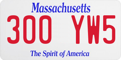 MA license plate 300YW5