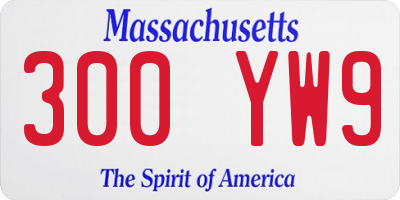 MA license plate 300YW9