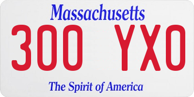 MA license plate 300YX0