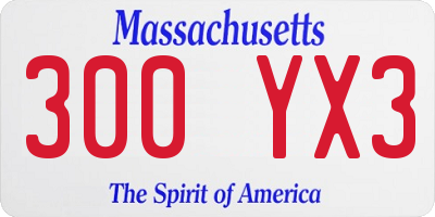 MA license plate 300YX3