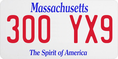 MA license plate 300YX9