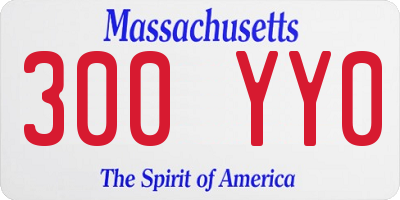 MA license plate 300YY0