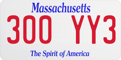 MA license plate 300YY3