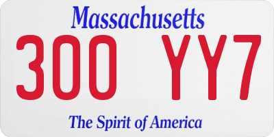 MA license plate 300YY7