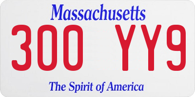 MA license plate 300YY9