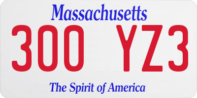 MA license plate 300YZ3