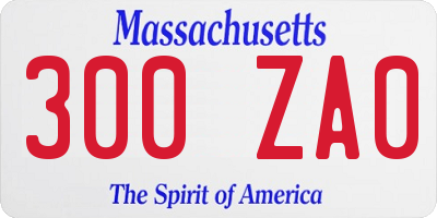 MA license plate 300ZA0