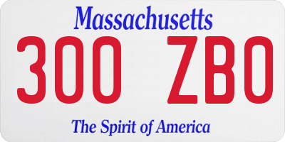 MA license plate 300ZB0
