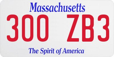 MA license plate 300ZB3