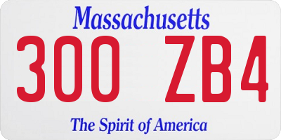 MA license plate 300ZB4