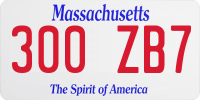 MA license plate 300ZB7