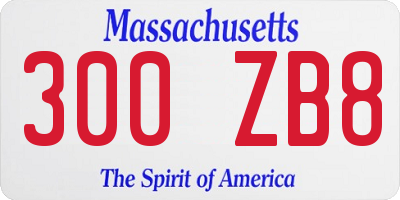 MA license plate 300ZB8