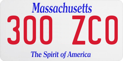MA license plate 300ZC0