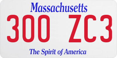 MA license plate 300ZC3
