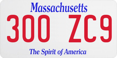 MA license plate 300ZC9