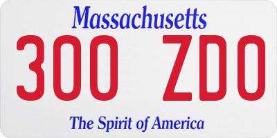 MA license plate 300ZD0
