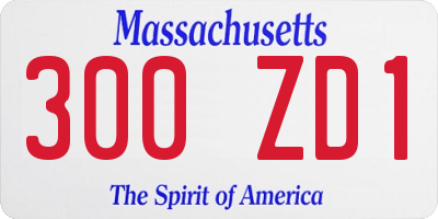 MA license plate 300ZD1