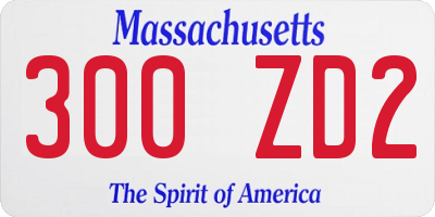 MA license plate 300ZD2