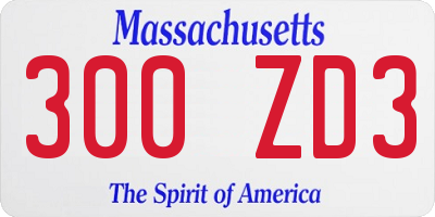 MA license plate 300ZD3