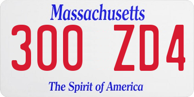 MA license plate 300ZD4