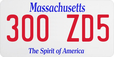 MA license plate 300ZD5