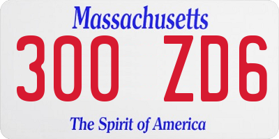 MA license plate 300ZD6