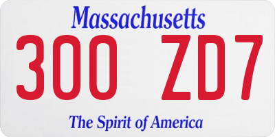 MA license plate 300ZD7