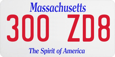 MA license plate 300ZD8