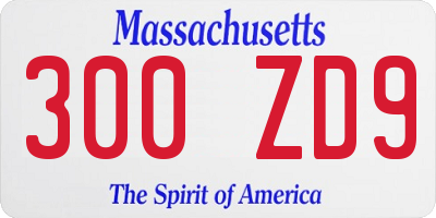 MA license plate 300ZD9