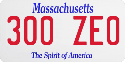 MA license plate 300ZE0