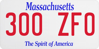 MA license plate 300ZF0