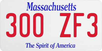 MA license plate 300ZF3