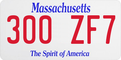 MA license plate 300ZF7