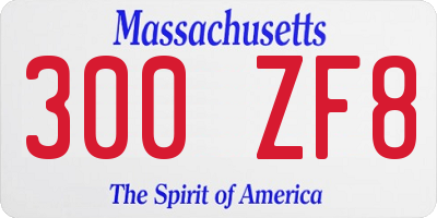 MA license plate 300ZF8