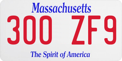 MA license plate 300ZF9