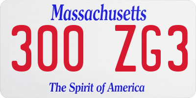 MA license plate 300ZG3