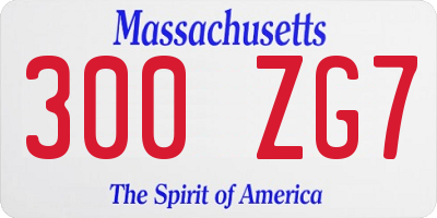 MA license plate 300ZG7