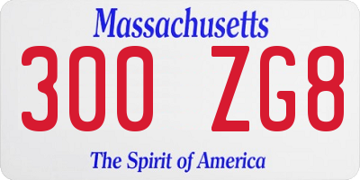 MA license plate 300ZG8