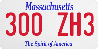 MA license plate 300ZH3