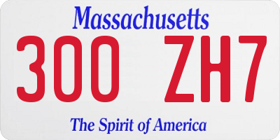 MA license plate 300ZH7