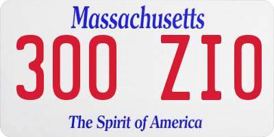 MA license plate 300ZI0