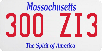 MA license plate 300ZI3
