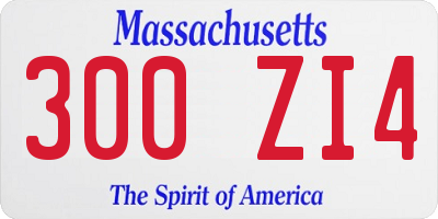 MA license plate 300ZI4