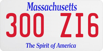 MA license plate 300ZI6