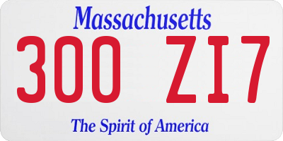 MA license plate 300ZI7